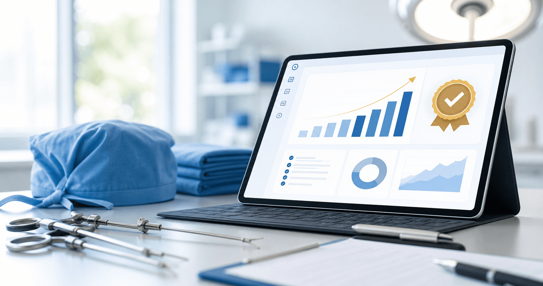 Abstract RVU opportunity dashboard with value and guarantee visuals